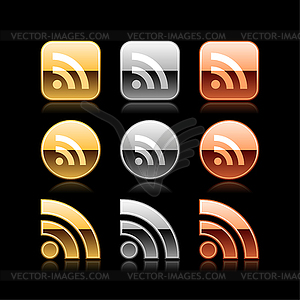 Colored glossy RSS web buttons - vector image