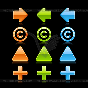 Arrow, copyright, triangle label and plus web buttons - vector image