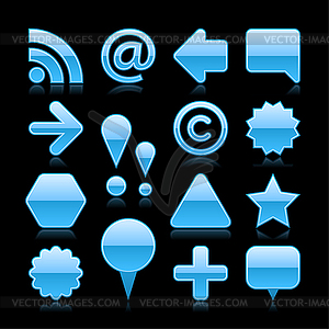 Глянцевая голубой набор веб-кнопка - векторное графическое изображение