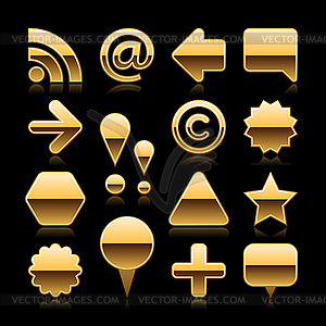 Glossy gold web button set - royalty-free vector clipart