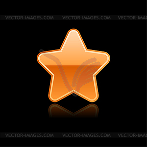 Orange star web button - vector image