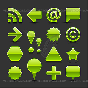 Green glossy web buttons - vector image