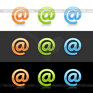 Glossy colored e-mail sign web 2.0 buttons - vector clipart