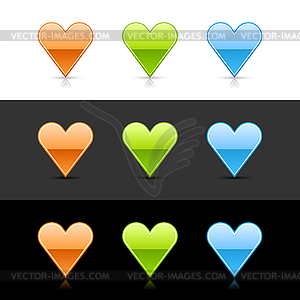 Glossy colored web 2.0 buttons with heart - vector image