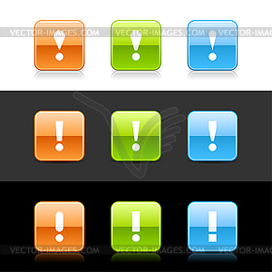 Glossy colored web 2.0 buttons with attention sign - vector image