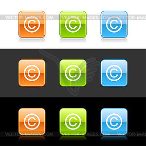 Глянцевый цветной Web 2.0 кнопки с знак авторского права - векторное изображение