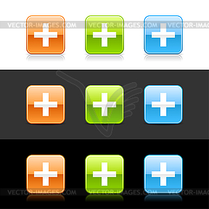 Glossy colored web 2.0 buttons with plus sign - vector clipart