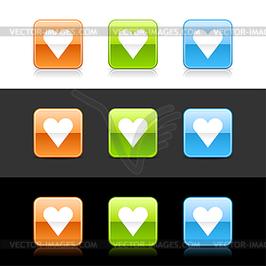 Glossy colored web 2.0 buttons with heart - vector clipart / vector image