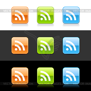 Глянцевый цветной Web 2.0 кнопки со знаком RSS - иллюстрация в векторном формате