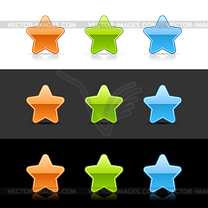 Glossy colored web 2.0 buttons with star sign - color vector clipart