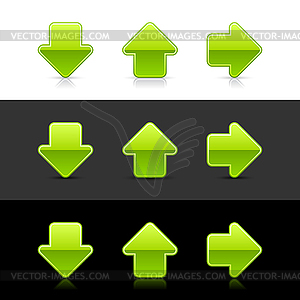 Green glassy arrow icon web 2.0 buttons - vector image