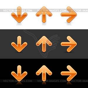 Orange glossy arrow sign web 2.0 buttons - vector clipart