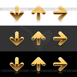 Gold arrow sign web 2.0 icons - vector image