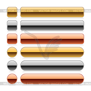 Long metal web buttons - vector clip art