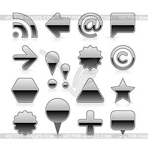 Silver web button set - vector image