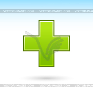 Green plus icon - stock vector clipart