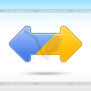 Синий и желтый двойной стрелки - векторный дизайн