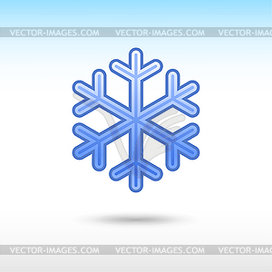 Blue snowflake sign web icon - royalty-free vector image