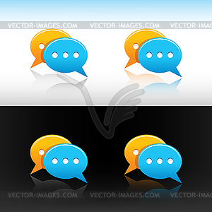 Желтый и синий речи пузыри с чатом знак - изображение в векторе