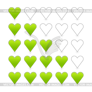 Green heart rating web 2.0 buttons - vector image