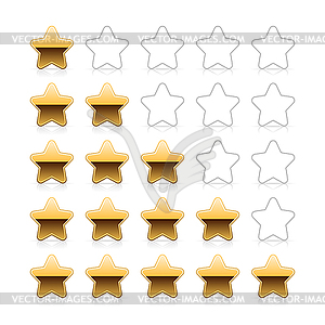 Gold stars rating web 2.0 buttons - vector image