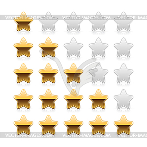 Золотые звезды рейтинга Web 2.0 кнопки - изображение в векторном формате