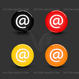 Colored web 2.0 buttons with e-mail sign - vector clipart