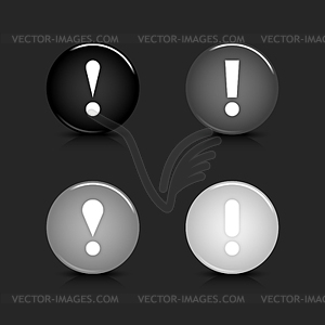 Grayscale glossy round web 2.0 button attention icons - vector clipart