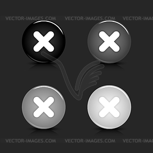 Grayscale glossy round web 2.0 delete icons - vector image