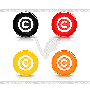 Colored web 2.0 buttons with copyright sign - vector image