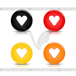 Colored web 2.0 buttons with heart - vector image