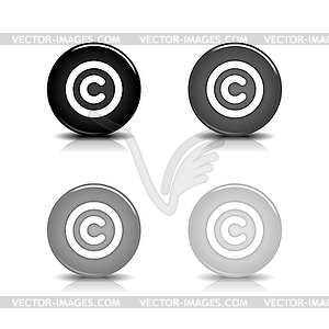 Grayscale glossy round web 2.0 copyright icons - vector image