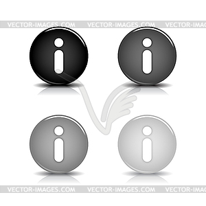 Grayscale glossy round web 2.0 button attention icons - vector clip art