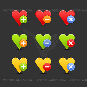 Colored heart favorite icon web 2.0 buttons - vector clip art