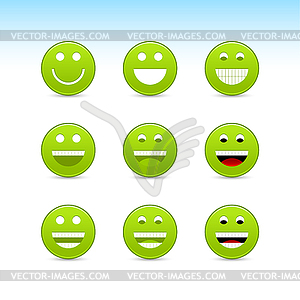 Green smiling face web 2.0 buttons - vector clipart