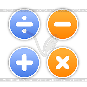 Round web 2.0 buttons with math symbols - vector clipart