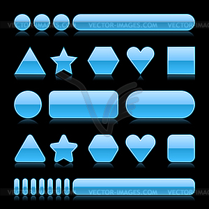 Blue blank web 2.0 geometric shape buttons - vector clip art