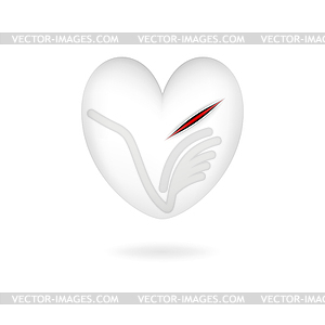 Белое сердце с разрезом - векторное изображение