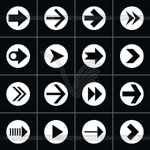 16 arrow pictogram in circle sign set - vector clipart