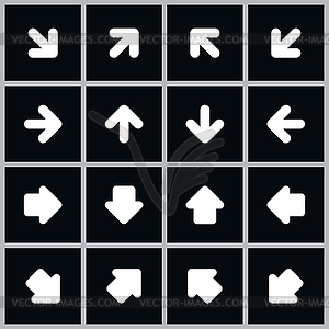 Set of simple arrows in black square shapes - vector clipart