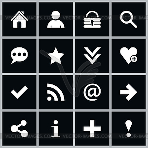 Simple black square basic web icons - vector clipart