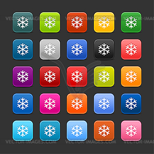 Web 2.0 buttons with low snowflake symbol - vector clipart