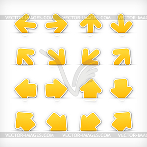 Yellow web button arrow set - vector image