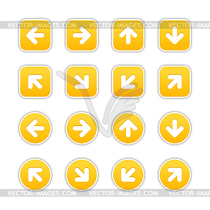 Yellow colored web button arrow set - color vector clipart