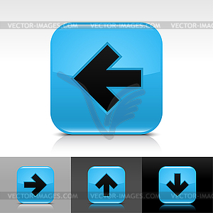 Blue glossy web buttons with black arrow sign - royalty-free vector clipart