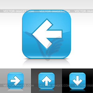 Blue glossy web buttons with white arrow sign - vector image