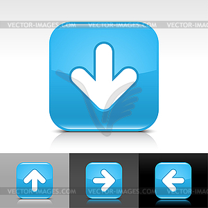 Blue web buttons with white arrow download sign - vector clipart