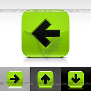 Green glossy web buttons with black arrow sign - vector clipart