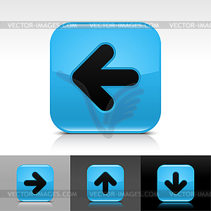 Blue glossy web buttons with black arrow sign - vector clipart