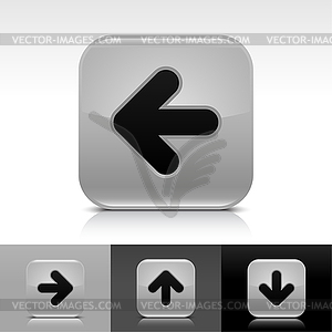 Gray glossy web buttons with black arrow sign - vector clip art